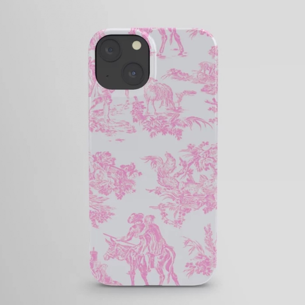 Pink Toile De Jouy Print iPhone 14 Case